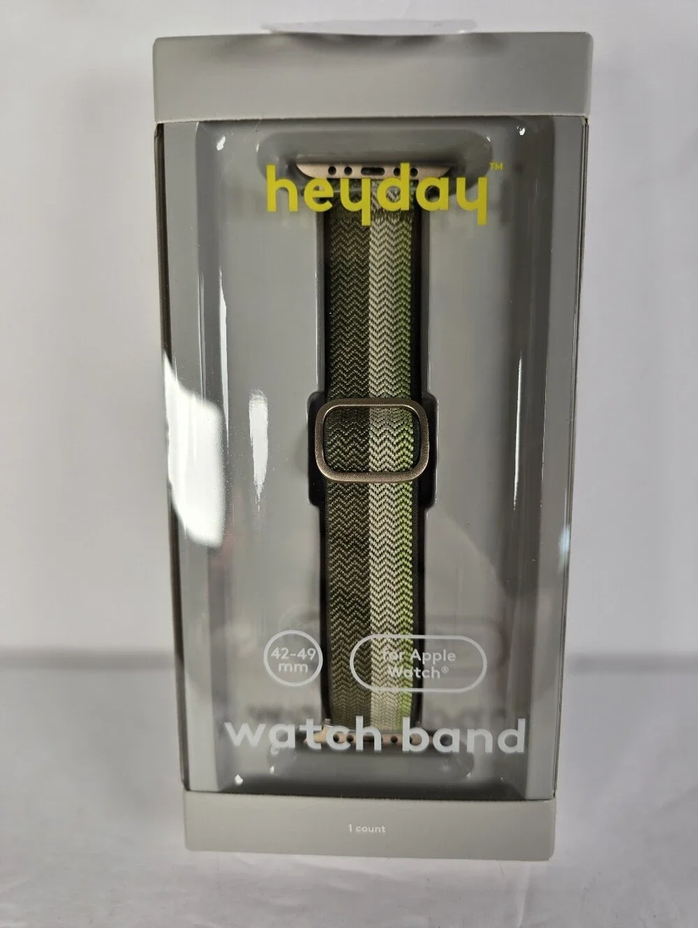 Heyday Woven Knit Watch Band For 42- 49mm Apple Watches Sage Green Stripe Unisex